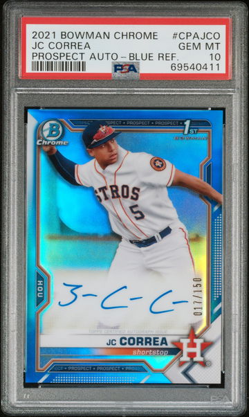 2021 Bowman J.C. Correa Blue Refractor Auto PSA 10