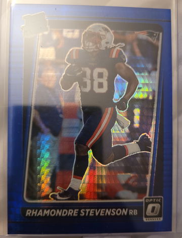 2021 Panini Donruss Optic Rhamondre Stevenson Blue Hyper 
