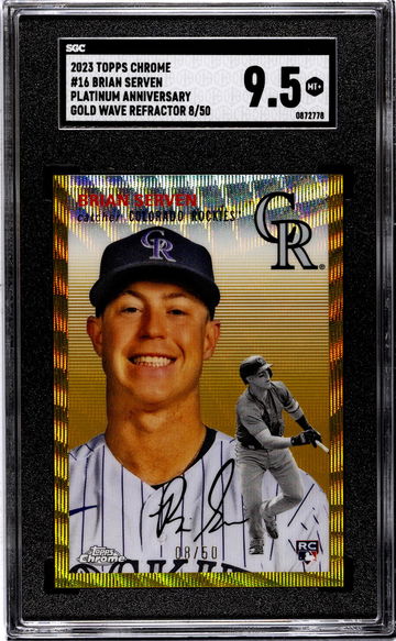 2023 Topps Chrome Platinum Gold Wave Brian Serven #16 RC /50 SGC 9.5