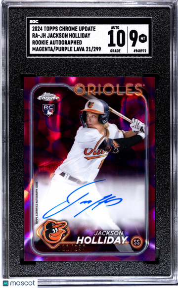 2024 Topps Chrome Update Jackson Holliday #RA-JH Rookie Autograph Magenta Purple Lava Lamp SGC 9 Auto 10