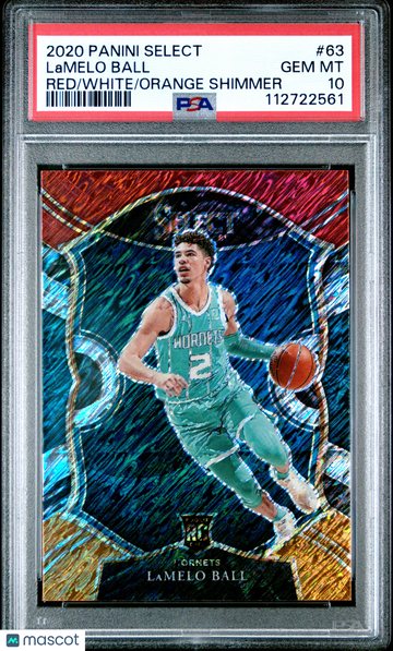 2020 Panini Select Lamelo Ball #63 Red White Orange Shimmer PSA 10