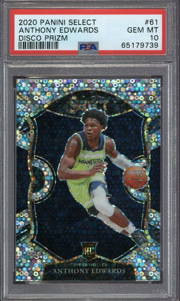 2020 PANINI SELECT ANTHONY EDWARDS #61 DISCO PRIZM PSA 10