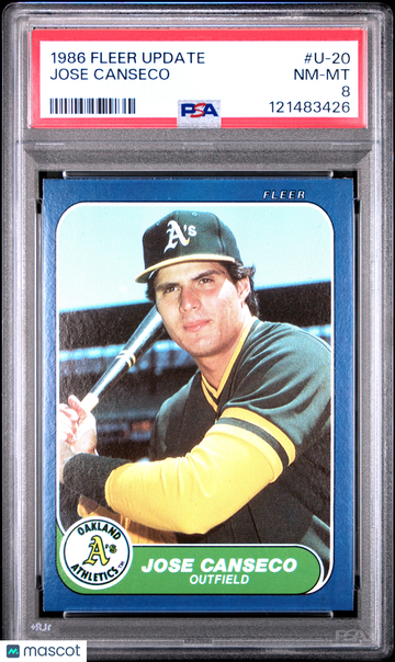 1986 Fleer Update Jose Canseco #U-20 PSA 8