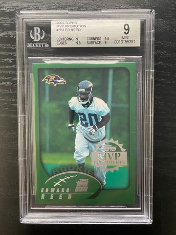 Ed Reed RC 2002 Topps MVP Promotion BGS 9 #353 #'d /100 