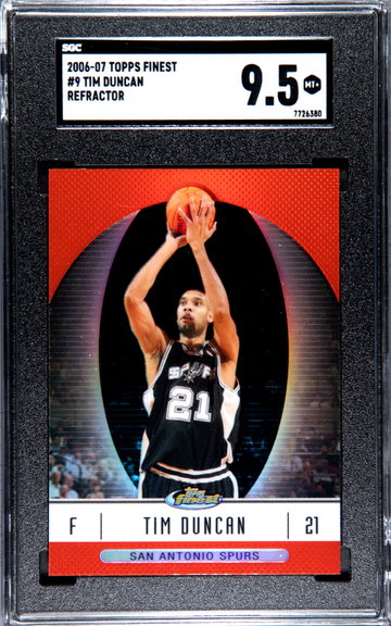 2006-07 Topps Finest Refractor #9 tim duncan SGC 9.5