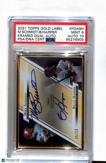 2021 Topps Gold Label Framed Dual Autographs M. Schmidt B. Harper #FDASH Autograph PSA 9 Auto 10