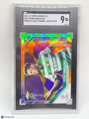 2021 Topps Chrome Ucl Pedro Goncalves #199 Purple & Gold Starball Refractor SGC 9