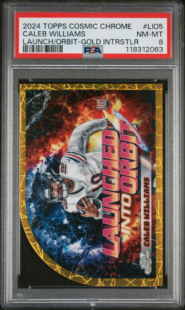 2024 Topps Cosmic Chrome Launched Into Orbit Gold Interstellar Caleb Williams #LIO5 /50 PSA 8