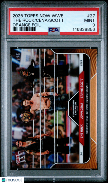 2025 Topps Now WWE Scott Cena The Rock #27 Orange /25 PSA 9