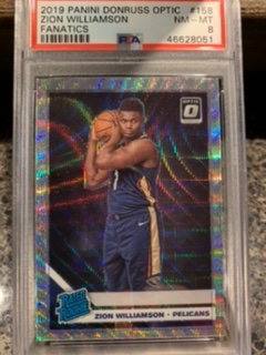 Psa 8 Fanatics Donruss optic Zion Williamson 