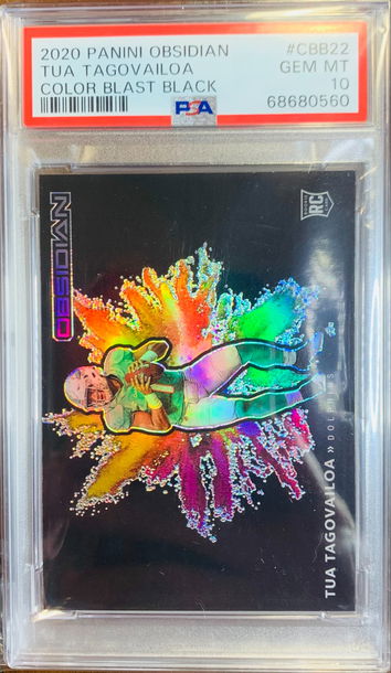2020 Panini Obsidian Color Blast Black Tua Tagovailoa PSA 10