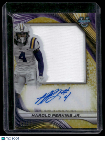 2024 Bowman University Best Harold Perkins Jr. #PJA-HP Prospect Jumbo Relic Autographs Second Honor Roll SN,MEM,AU