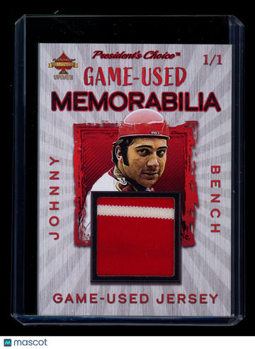 2023 President's Choice Solitaire 2.0 Update Johnny Bench 1/1 /1 Game-Used Jersey