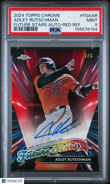 2024 Topps Chrome Update Future Stars Autographs Adley Rutschman #FSAAR Red Ref /5 PSA 9