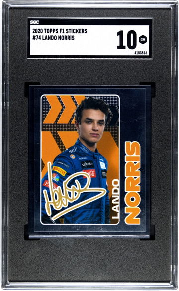 2020 Topps F1 Stickers Lando Norris Rookie Foil Auto RC Sticker McLaren Formula 1 SGC 10  POP 5