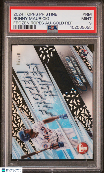 2024 Topps Pristine Frozen Ropes Autographs Ronny Mauricio #RM Gold Ref /50 PSA 9