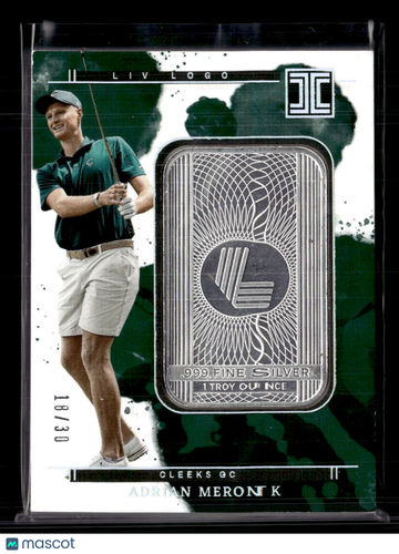 2025 Panini Impeccable LIV Golf Adrian Meronk #25 1 Troy Ounce .999 Fine Silver