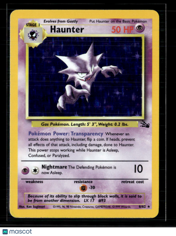 1999 Fossil Haunter Holo Rare #6/62