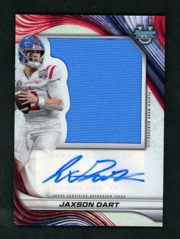 2024 Bowman PAJ-JD Jaxson Dart Prospect Jumbo Relic Autograph VG Ole Miss