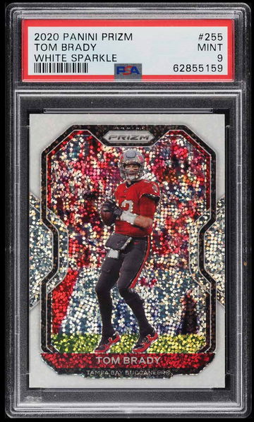 2020 Panini White Sparkle Prizm Tom Brady PSA 9 GOAT Tampa Bay Buccaneers /20