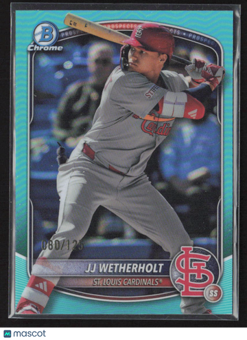 2025 Bowman Chrome JJ Wetherholt #BCP-241 Aqua Lunar Glow Refractor /125