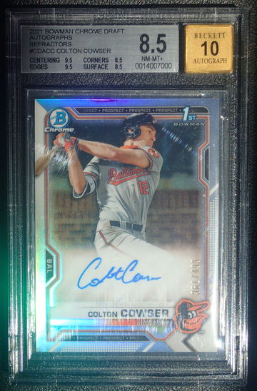 2021 Bowman Chrome Refractor Auto Colton Cowser #361/499 BGS 8.5
