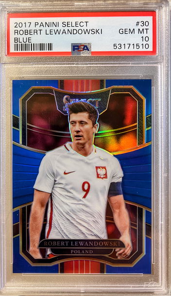 2017 Panini Select Robert Lewandowski Blue Prizm /299 PSA 10 Pop 1