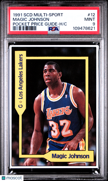 1991 SCD Multi-Sport Pocket Price Guide-Hand Cut Magic Johnson #12 HAND CUT POP 1 PSA 9
