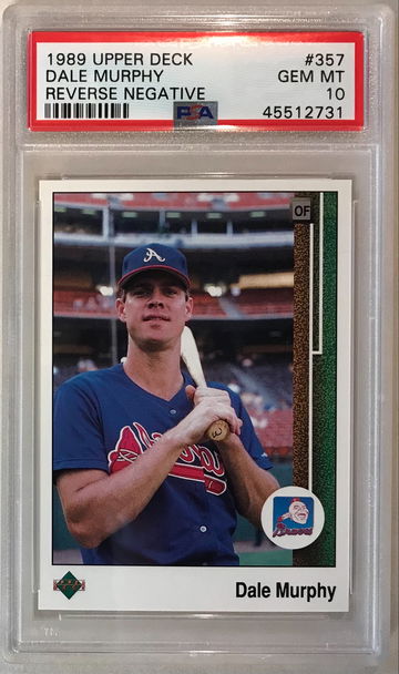 Dale Murphy 1989 Upper Deck #357 ERROR - Reverse Negative - PSA 10 Gem Mint