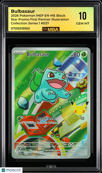 2026 Pokemon MEP EN-ME Black Star Promo Bulbasaur #037 First Partner Illustration Collection Series 1 MBA 10