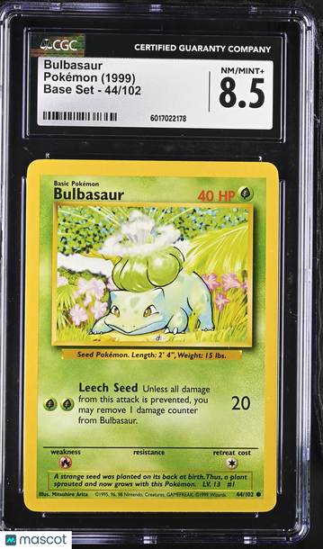 1999 Pokémon Base Set Bulbasaur CGC 8.5 #44/102