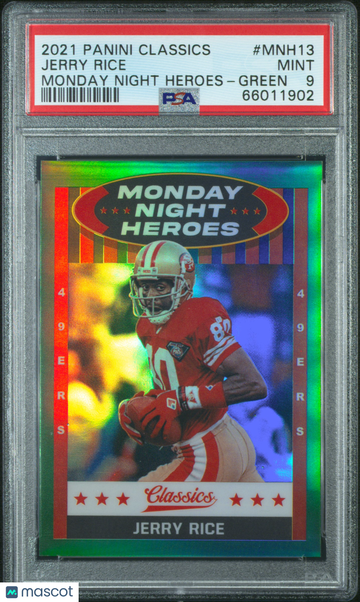 2021 Panini Classics Monday Night Heroes Jerry Rice #MNH13 Green PSA 9