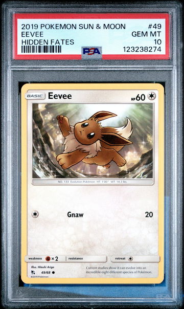 2019 Pokemon Sun and Moon Hidden Fates Eevee #49 PSA 10