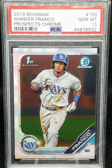 Wander Franco 2019 Bowman Prospects Chrome RC Rookie Card # 100 Graded PSA Gem Mint 10