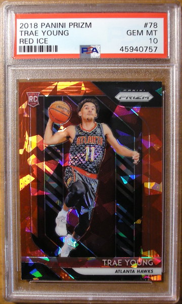 Trae Young 2018 Prizm #78 Red Ice PSA 10