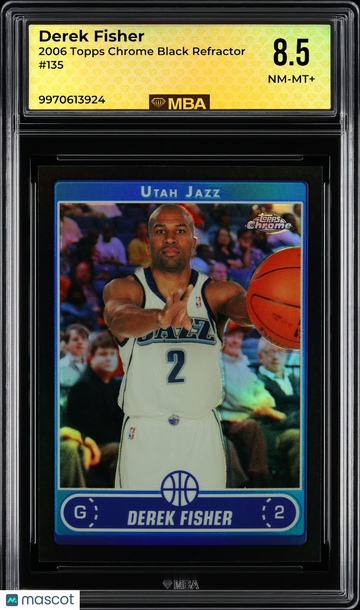 2006 Topps Chrome Derek Fisher #135 Black Refractor MBA 8.5