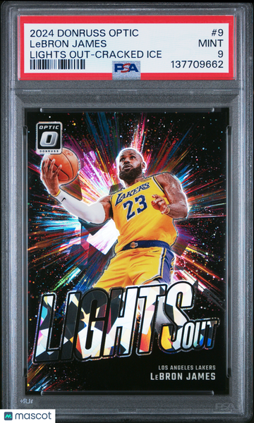 2024 Panini Donruss Optic Lights Out LeBron James #9 Cracked Ice PSA 9