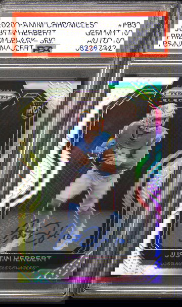 2020 Panini #PB3 Justin Herbert Autograph Autograde 10 PSA DNA 10 Gem Mint