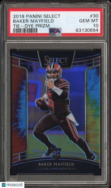 2018 Panini Select Baker Mayfield #30 Tie Dye Prizm PSA 10