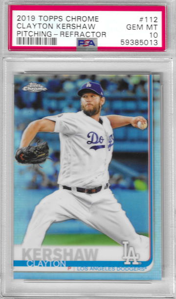 2019 Topps Chrome Clayton Kershaw Pitching - Refractor PSA 10
