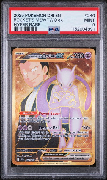 2025 Pokemon Scarlet and Violet Destined Rivals Hyper Rare Team Rocket's Mewtwo Ex #240 PSA 9