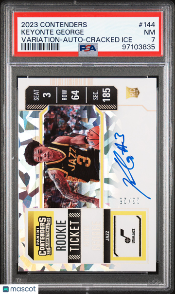 2023 Panini Contenders Keyonte George #144 Variation Auto Cracked Ice PSA 7