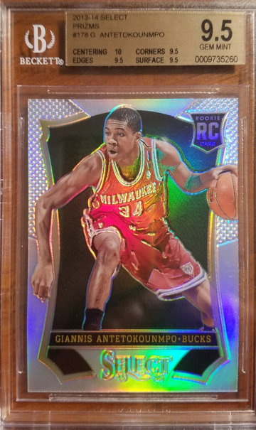 Giannis Antetokounmpo RC Select Silver Prizm BGS 9.5 Gem Mint+