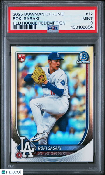 2025 Bowman Chrome Roki Sasaki #12 Red Rookie Redemption PSA 9