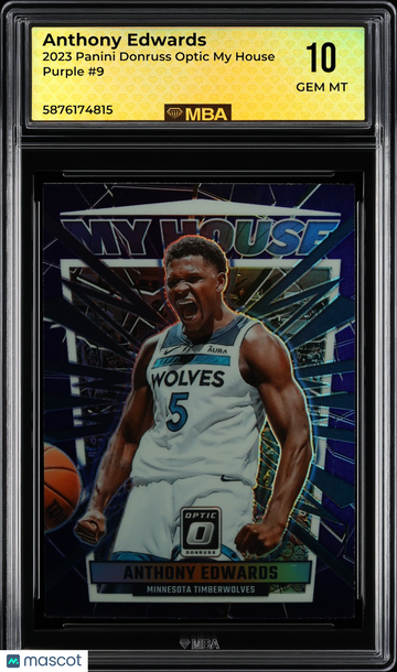 2023 Panini Donruss Optic My House Anthony Edwards #9 Purple MBA 10