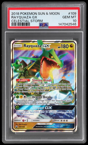 2018 Pokemon Sun And Moon Celestial Storm Rayquaza Gx PSA 10