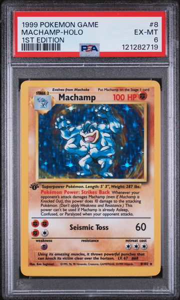 1999 Pokemon Base Set Holo 1st Edition Machamp #8 PSA 6