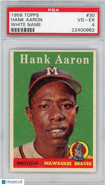 1958 Topps Hank Aaron #30 White Name PSA 4