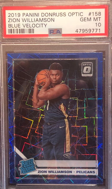 Zion Williamson 2019 Donruss Optic Blue Velocity PSA 10