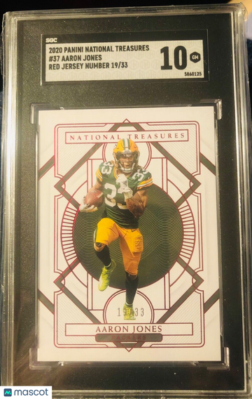AARON JONES 2020 National Treasures Jersey Number Red SP #19/33 SGC 10 Packers